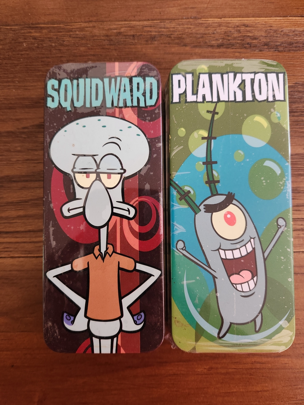 Kids Cartoon Character Metal Watch Cases With Watches - Squidward & Plankton